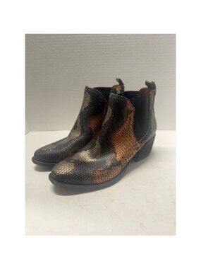 Django & Juliette Linger-DJ Metallic Snakeskin Ankle Boots Bronze Black  36 6
